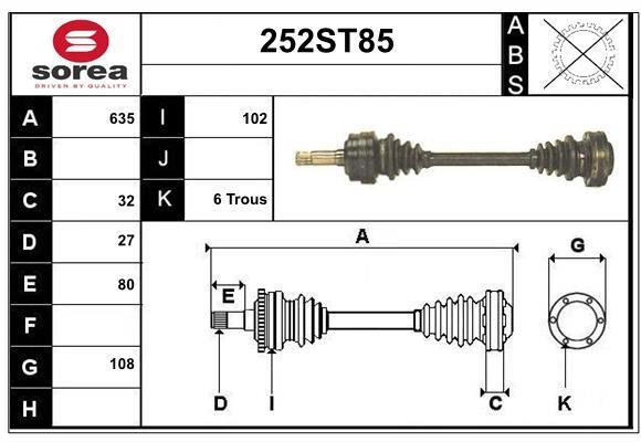 StartCar 252ST85 Drive shaft 252ST85: Buy near me in Poland at 2407.PL - Good price!