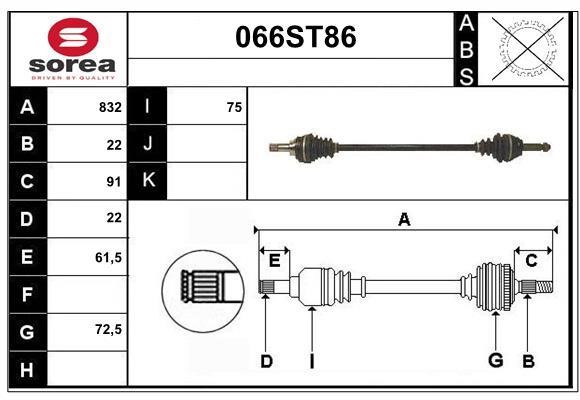 StartCar 066ST86 Вал приводной 066ST86: Отличная цена - Купить в Польше на 2407.PL!