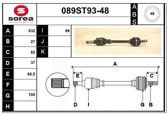 StartCar 089ST93-48 Drive shaft 089ST9348: Buy near me in Poland at 2407.PL - Good price!