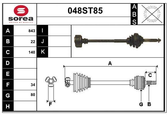 StartCar 048ST85 Drive shaft 048ST85: Buy near me in Poland at 2407.PL - Good price!