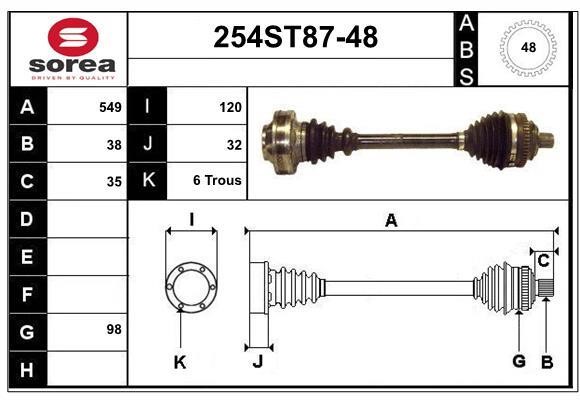 StartCar 254ST87-48 Drive shaft 254ST8748: Buy near me in Poland at 2407.PL - Good price!