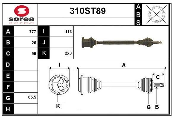 StartCar 310ST89 Drive shaft 310ST89: Buy near me in Poland at 2407.PL - Good price!