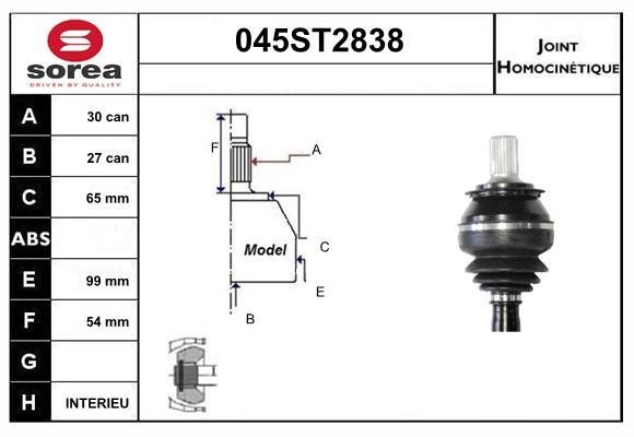 StartCar 045ST2838 Joint kit, drive shaft 045ST2838: Buy near me in Poland at 2407.PL - Good price!