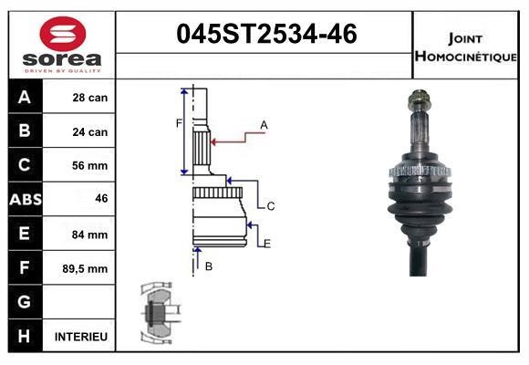 StartCar 045ST2534-46 Joint kit, drive shaft 045ST253446: Buy near me in Poland at 2407.PL - Good price!