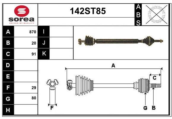 StartCar 142ST85 Drive shaft 142ST85: Buy near me in Poland at 2407.PL - Good price!