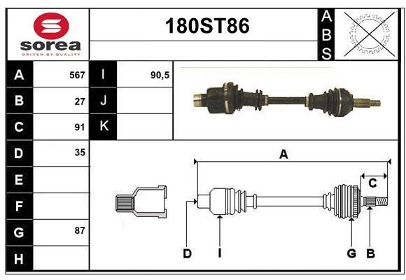 StartCar 180ST86 Drive shaft 180ST86: Buy near me in Poland at 2407.PL - Good price!