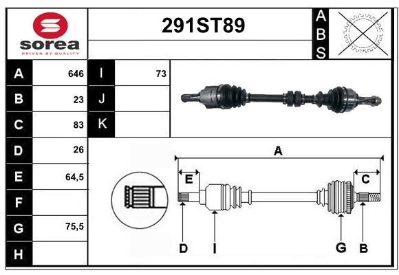 StartCar 291ST89 Drive shaft 291ST89: Buy near me in Poland at 2407.PL - Good price!