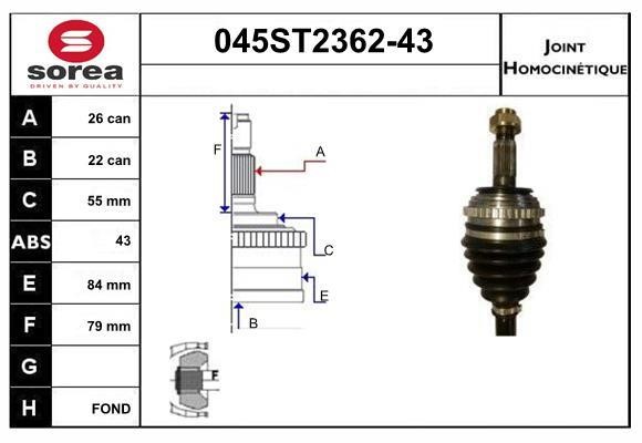 StartCar 045ST2362-43 ШРУС 045ST236243: Отличная цена - Купить в Польше на 2407.PL!