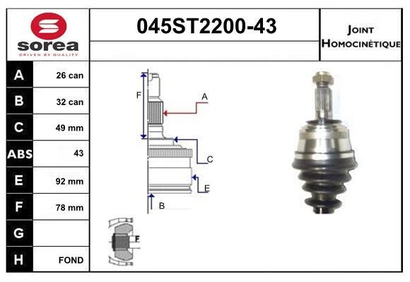 StartCar 045ST2200-43 ШРКШ 045ST220043: Приваблива ціна - Купити у Польщі на 2407.PL!