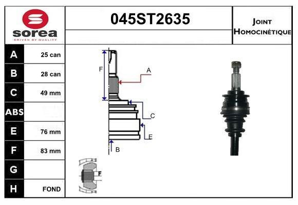StartCar 045ST2635 Joint kit, drive shaft 045ST2635: Buy near me in Poland at 2407.PL - Good price!