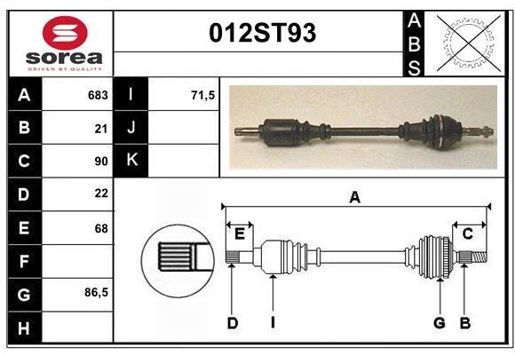 StartCar 012ST93 Drive shaft 012ST93: Buy near me in Poland at 2407.PL - Good price!