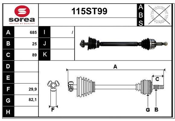 StartCar 115ST99 Drive shaft 115ST99: Buy near me in Poland at 2407.PL - Good price!