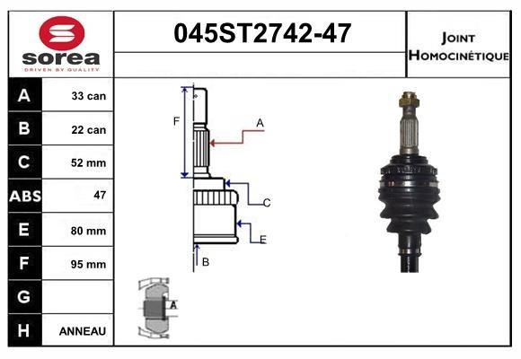 StartCar 045ST2742-47 Joint kit, drive shaft 045ST274247: Buy near me in Poland at 2407.PL - Good price!