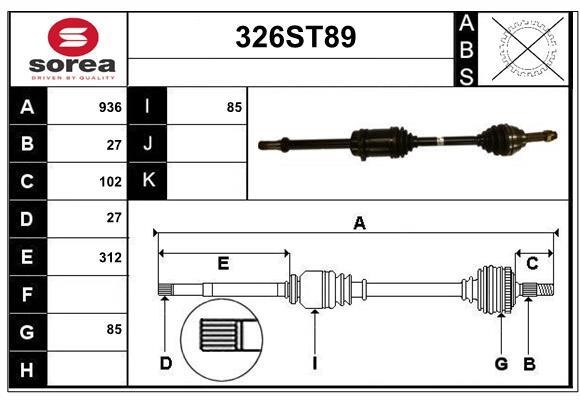 StartCar 326ST89 Drive shaft 326ST89: Buy near me in Poland at 2407.PL - Good price!