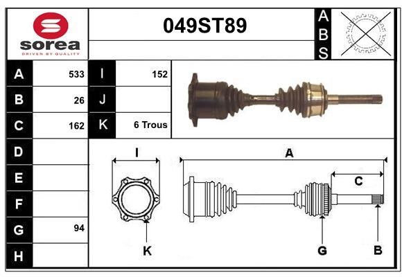 StartCar 049ST89 Drive shaft 049ST89: Buy near me in Poland at 2407.PL - Good price!