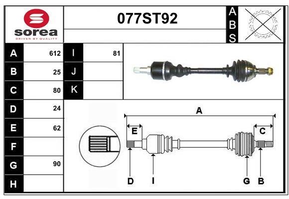 StartCar 077ST92 Drive shaft 077ST92: Buy near me in Poland at 2407.PL - Good price!