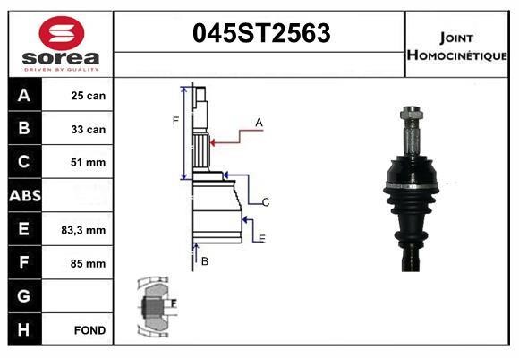 StartCar 045ST2563 Joint kit, drive shaft 045ST2563: Buy near me at 2407.PL in Poland at an Affordable price!