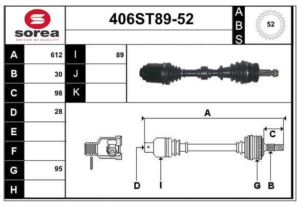 StartCar 406ST89-52 Drive shaft 406ST8952: Buy near me in Poland at 2407.PL - Good price!