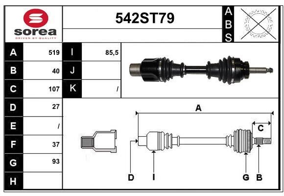 StartCar 542ST79 Drive shaft 542ST79: Buy near me in Poland at 2407.PL - Good price!