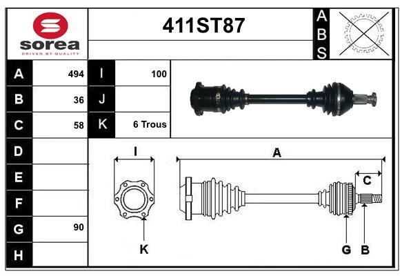 StartCar 411ST87 Drive shaft 411ST87: Buy near me in Poland at 2407.PL - Good price!