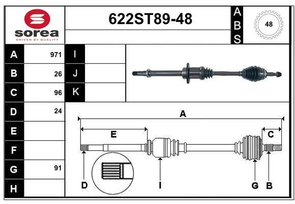 StartCar 622ST89-48 Drive shaft 622ST8948: Buy near me in Poland at 2407.PL - Good price!