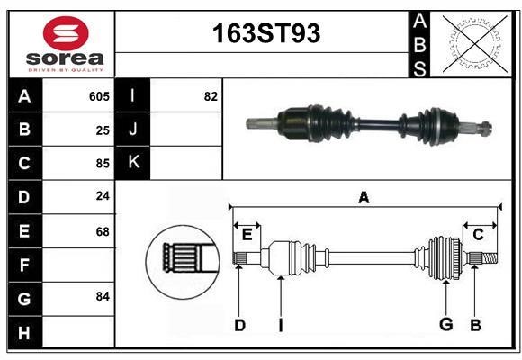 StartCar 163ST93 Вал приводной 163ST93: Отличная цена - Купить в Польше на 2407.PL!