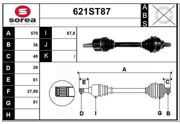 StartCar 621ST87 Drive shaft 621ST87: Buy near me in Poland at 2407.PL - Good price!