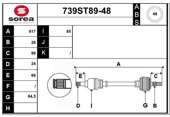 StartCar 739ST89-48 Drive shaft 739ST8948: Buy near me in Poland at 2407.PL - Good price!