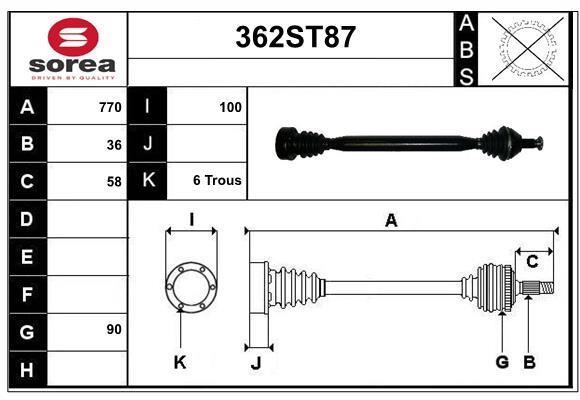 StartCar 362ST87 Drive shaft 362ST87: Buy near me in Poland at 2407.PL - Good price!