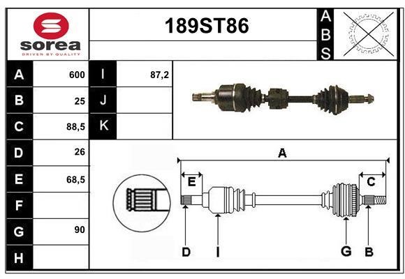 StartCar 189ST86 Вал приводной 189ST86: Отличная цена - Купить в Польше на 2407.PL!