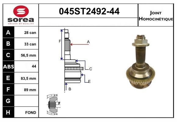 StartCar 045ST2492-44 Joint kit, drive shaft 045ST249244: Buy near me in Poland at 2407.PL - Good price!