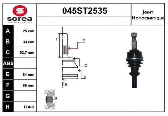 StartCar 045ST2535 Joint kit, drive shaft 045ST2535: Buy near me in Poland at 2407.PL - Good price!