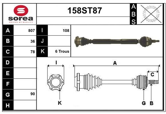 StartCar 158ST87 Drive shaft 158ST87: Buy near me in Poland at 2407.PL - Good price!