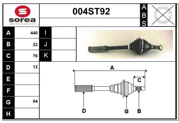 StartCar 004ST92 Вал приводной 004ST92: Купить в Польше - Отличная цена на 2407.PL!