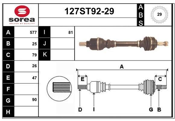 StartCar 127ST92-29 Drive shaft 127ST9229: Buy near me in Poland at 2407.PL - Good price!