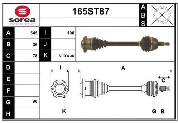 StartCar 165ST87 Drive shaft 165ST87: Buy near me in Poland at 2407.PL - Good price!