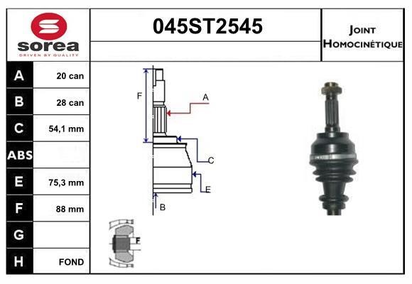 StartCar 045ST2545 Joint kit, drive shaft 045ST2545: Buy near me in Poland at 2407.PL - Good price!