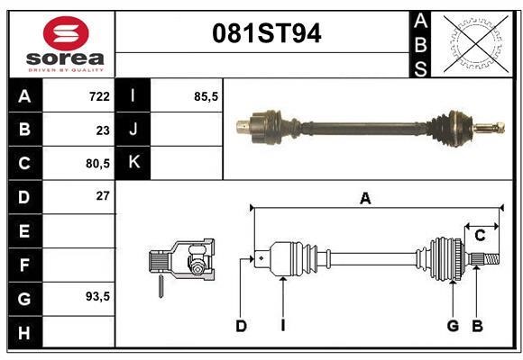 StartCar 081ST94 Drive shaft 081ST94: Buy near me in Poland at 2407.PL - Good price!