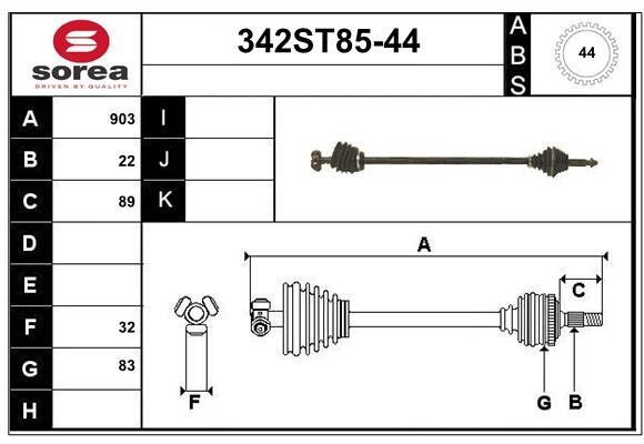 StartCar 342ST85-44 Drive shaft 342ST8544: Buy near me in Poland at 2407.PL - Good price!