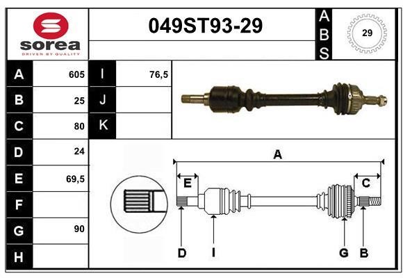 StartCar 049ST93-29 Drive shaft 049ST9329: Buy near me in Poland at 2407.PL - Good price!