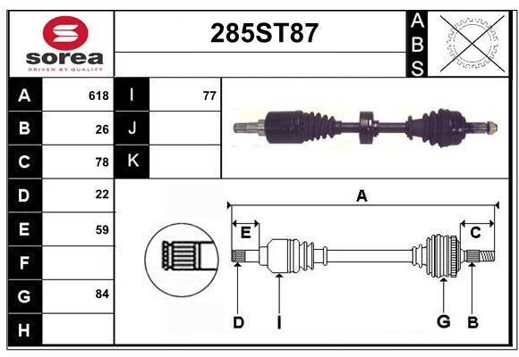 StartCar 285ST87 Drive shaft 285ST87: Buy near me in Poland at 2407.PL - Good price!