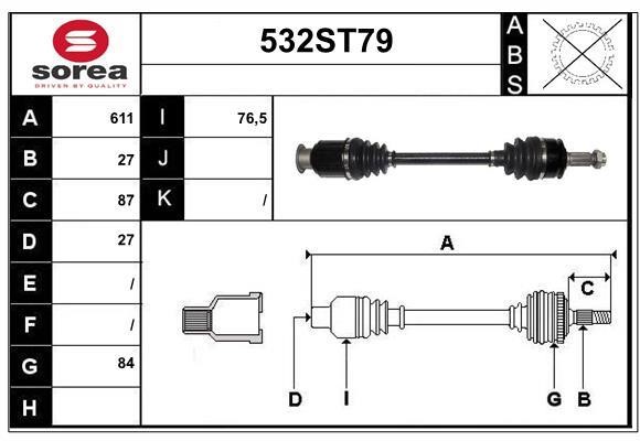 StartCar 532ST79 Drive shaft 532ST79: Buy near me in Poland at 2407.PL - Good price!