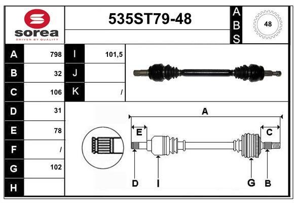 StartCar 535ST79-48 Drive shaft 535ST7948: Buy near me in Poland at 2407.PL - Good price!