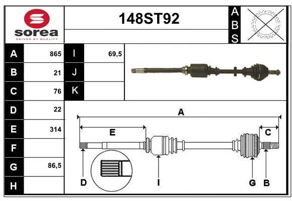 StartCar 148ST92 Drive shaft 148ST92: Buy near me in Poland at 2407.PL - Good price!