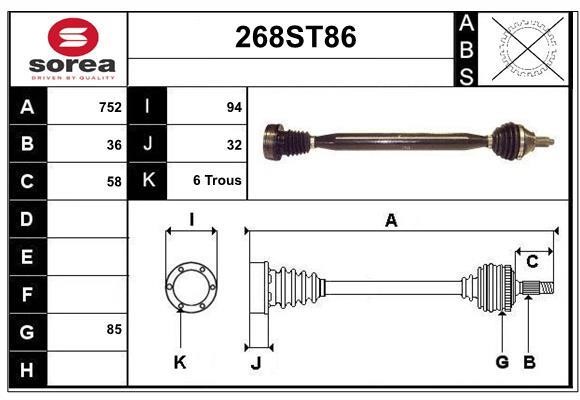 StartCar 268ST86 Drive shaft 268ST86: Buy near me in Poland at 2407.PL - Good price!