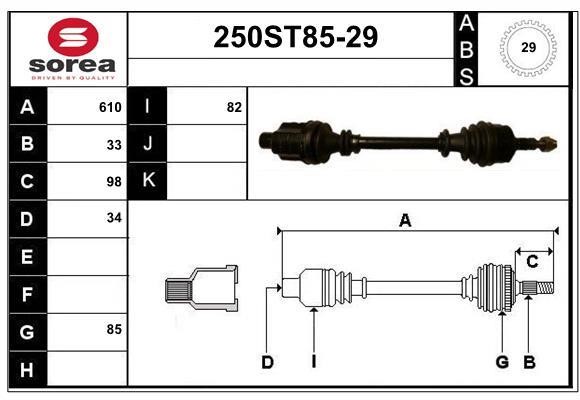 StartCar 250ST85-29 Drive shaft 250ST8529: Buy near me in Poland at 2407.PL - Good price!