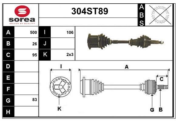StartCar 304ST89 Drive shaft 304ST89: Buy near me in Poland at 2407.PL - Good price!