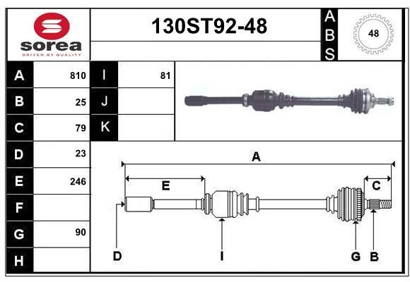 StartCar 130ST92-48 Drive shaft 130ST9248: Buy near me in Poland at 2407.PL - Good price!