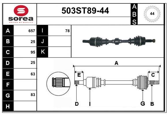 StartCar 503ST89-44 Drive shaft 503ST8944: Buy near me in Poland at 2407.PL - Good price!