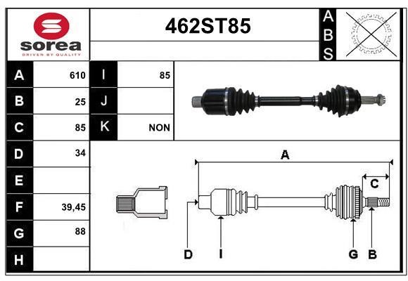 StartCar 462ST85 Drive shaft 462ST85: Buy near me in Poland at 2407.PL - Good price!